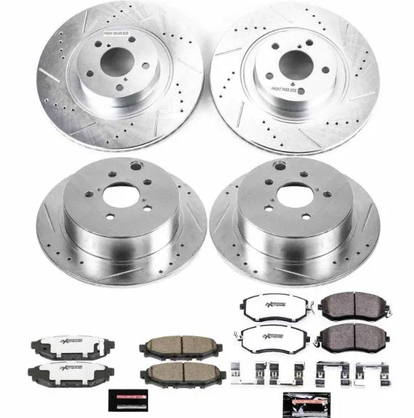 K6762-26 – POWERSTOP Brake Kit, Z26 Street Warrior Carbon Fiber Ceramic Brake Pads Drilled And Slotted Rotor With Rot...